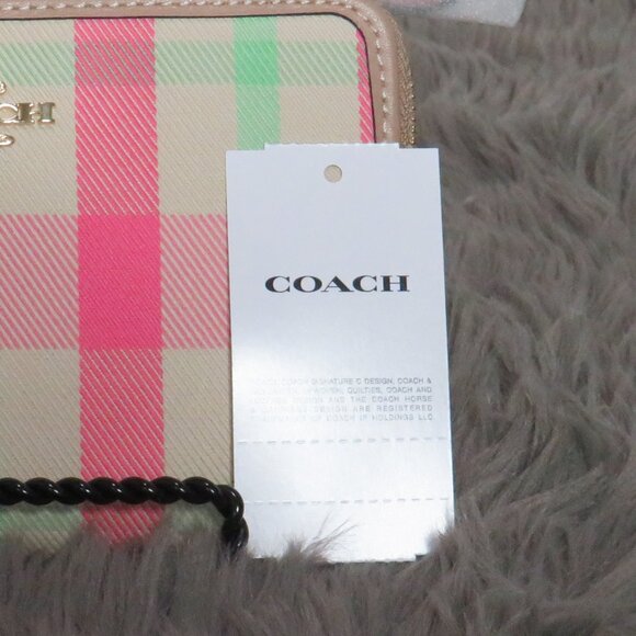 Coach Corner Zip Wristlet with Plaid Print (Pink/Multi-color) - Picture 6 of 6